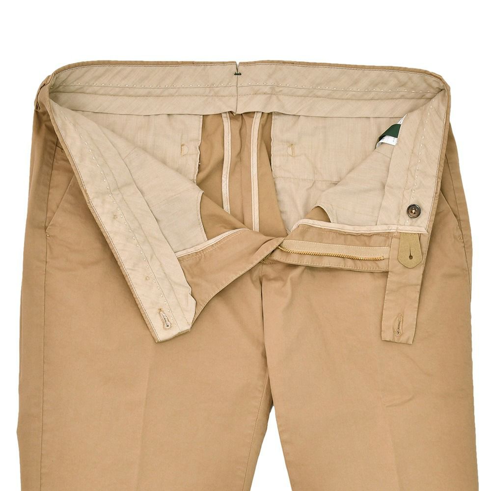 ベルウィッチBERWICHコットンパンツメンズモレッロJMORELLOチノスラックスツイル生地ライトブラウンノープリーツ3点留めフロントガーメントダイブランドロゴ刺繍国内正規品でらでら公式ブランド