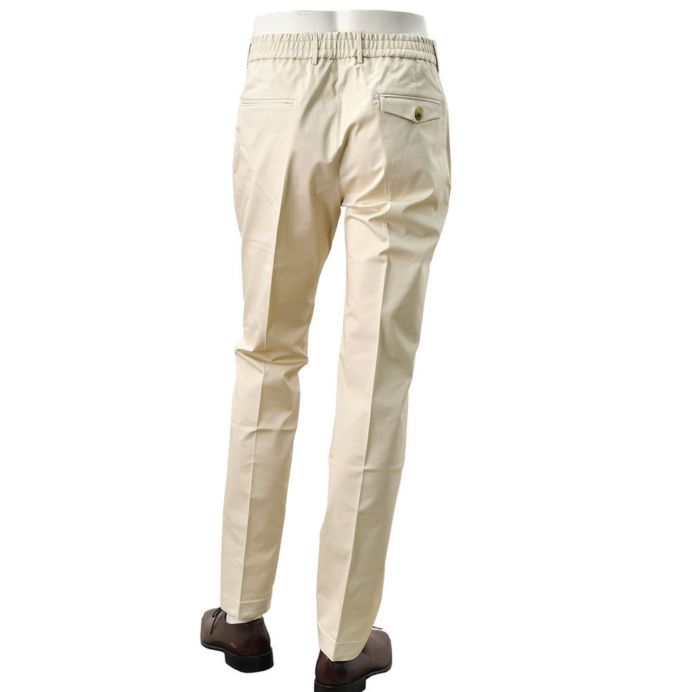 ベルウィッチBERWICHチノスラックスメンズベルトBERTOコットンパンツストレッチツイル生地ライトベージュ1プリーツシャーリング仕様サイドアジャスター釦国内正規品でらでら公式ブランド