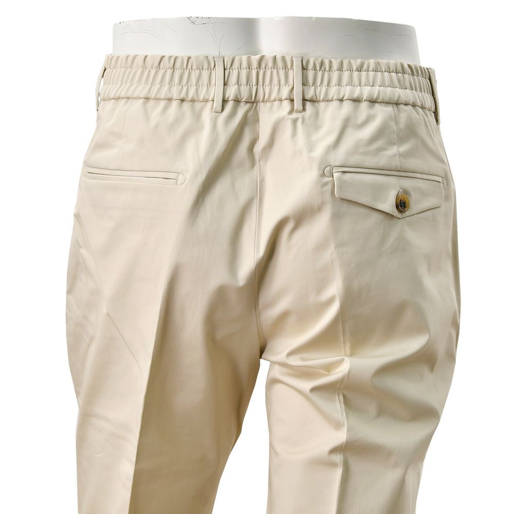 ベルウィッチBERWICHチノスラックスメンズベルトBERTOコットンパンツストレッチツイル生地ライトベージュ1プリーツシャーリング仕様サイドアジャスター釦国内正規品でらでら公式ブランド