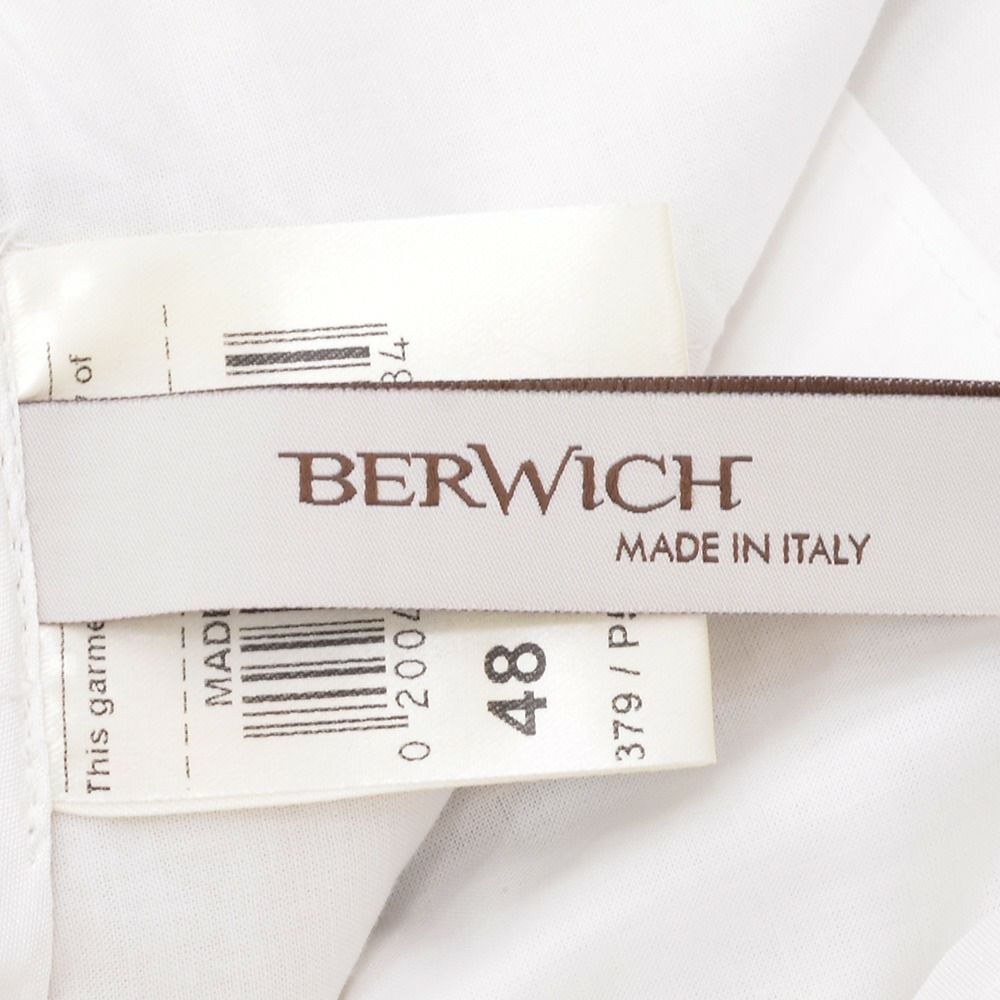 ベルウィッチBERWICHチノスラックスメンズベルトBERTOコットンパンツストレッチツイル生地ライトベージュ1プリーツシャーリング仕様サイドアジャスター釦国内正規品でらでら公式ブランド