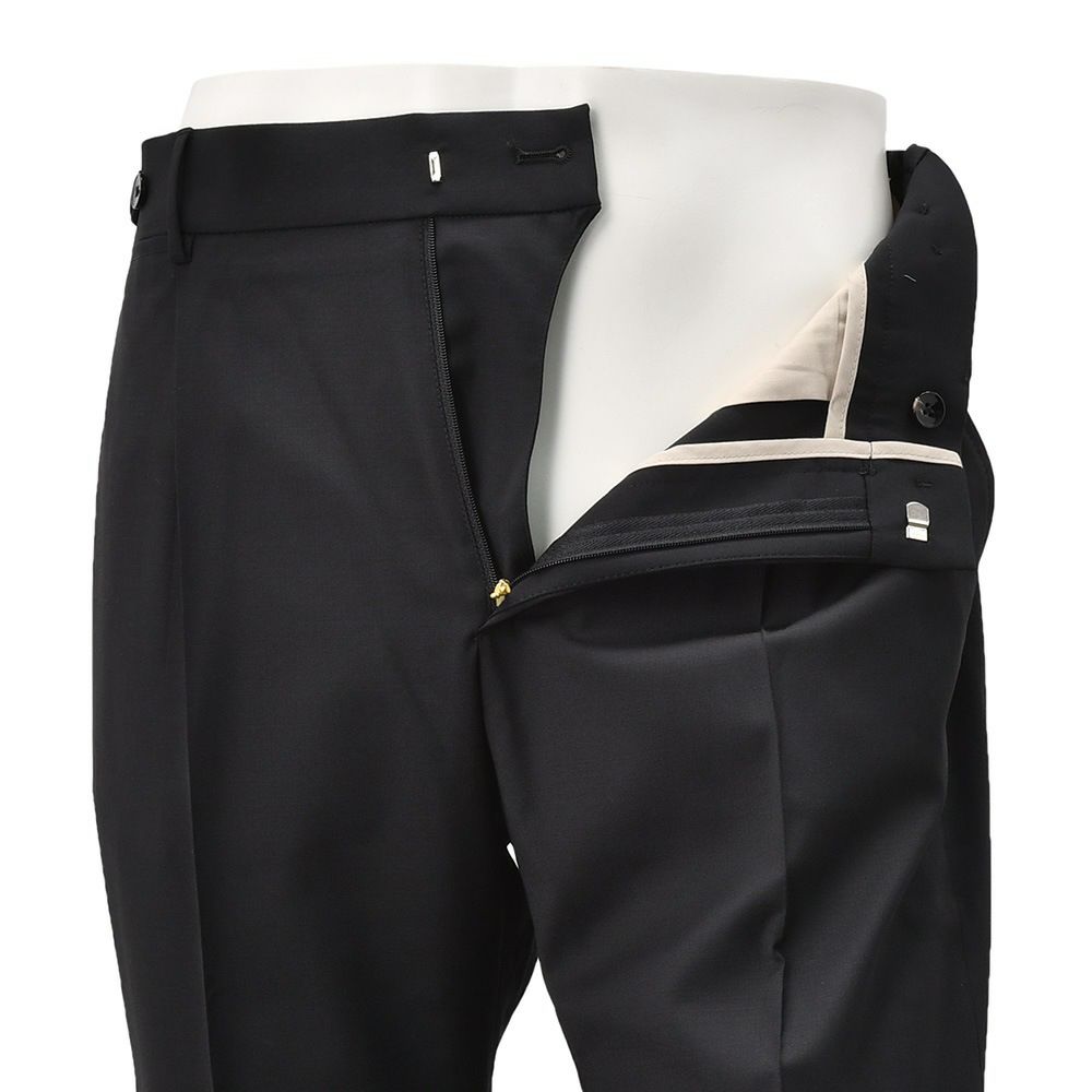 ベルウィッチBERWICHテーパードスラックスメンズベルトBERTO1プリーツパンツウォッシャブルウールブラック黒シャーリング仕様サイドアジャスター釦国内正規品でらでら公式ブランド