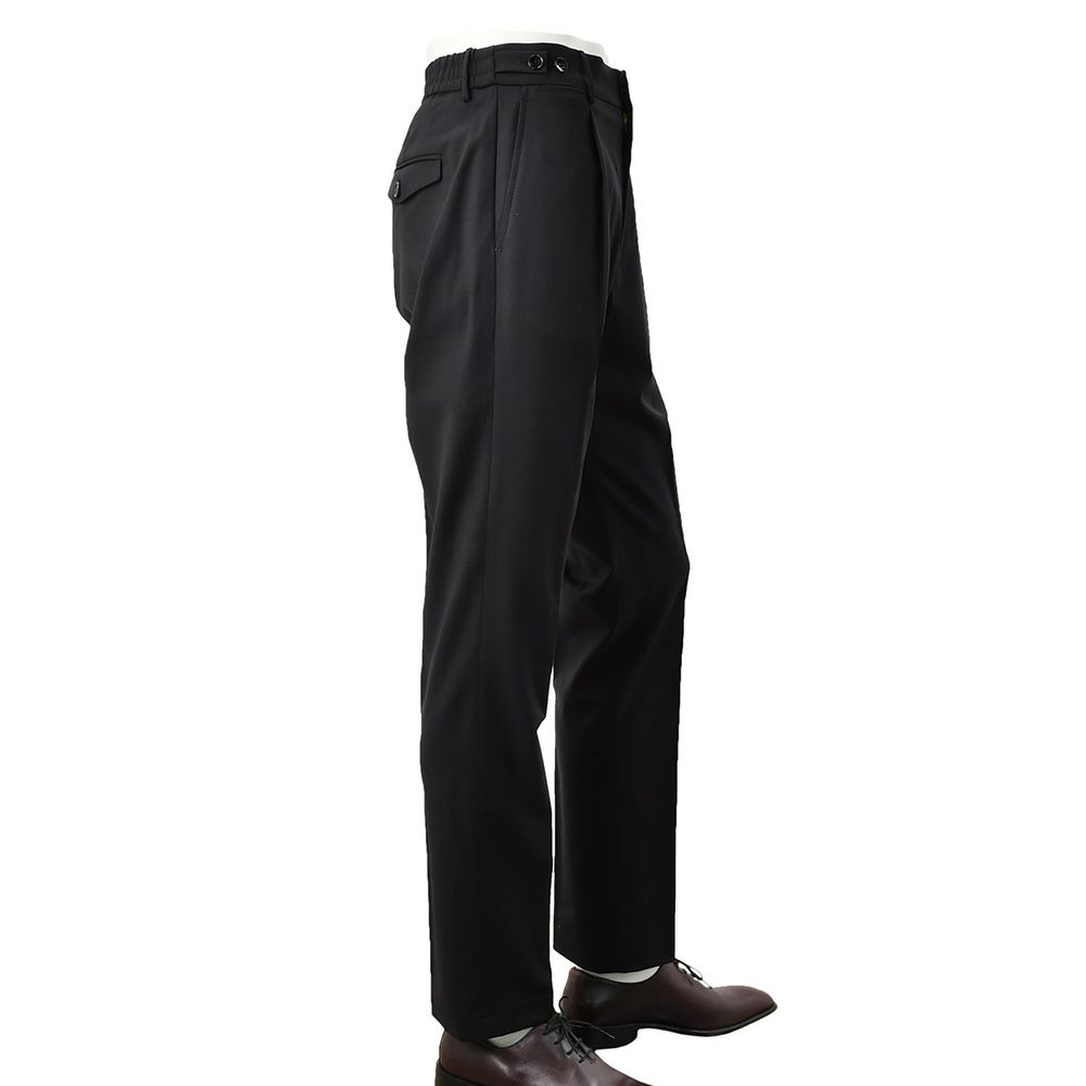 ベルウィッチBERWICHテーパードスラックスメンズベルトBERTO1プリーツパンツウォッシャブルウールブラック黒シャーリング仕様サイドアジャスター釦国内正規品でらでら公式ブランド