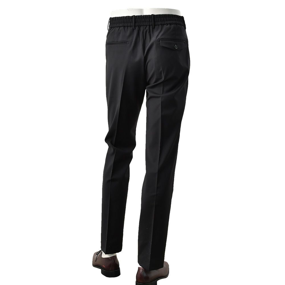 ベルウィッチBERWICHテーパードスラックスメンズベルトBERTO1プリーツパンツウォッシャブルウールブラック黒シャーリング仕様サイドアジャスター釦国内正規品でらでら公式ブランド