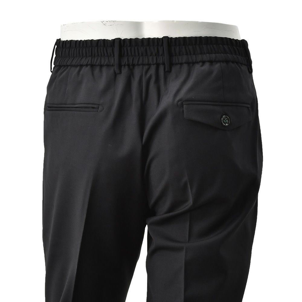 ベルウィッチBERWICHテーパードスラックスメンズベルトBERTO1プリーツパンツウォッシャブルウールブラック黒シャーリング仕様サイドアジャスター釦国内正規品でらでら公式ブランド