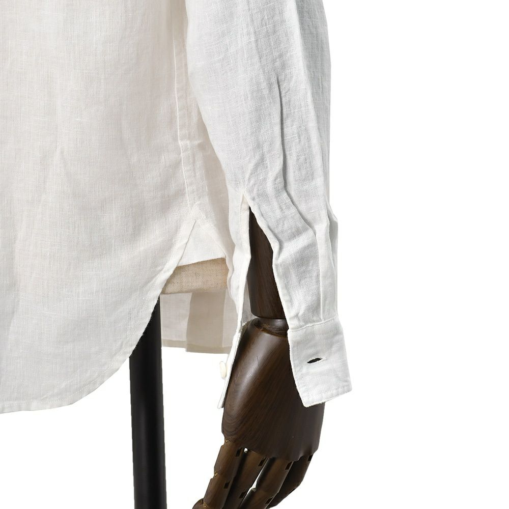 【preSALE!20%off】リプレイREPLAY長袖カジュアルシャツメンズリネン生地CPO型ガーメントダイホワイト白フラップ付き胸ポケットブランドタグレギュラーフィット国内正規品でらでら公式ブランド