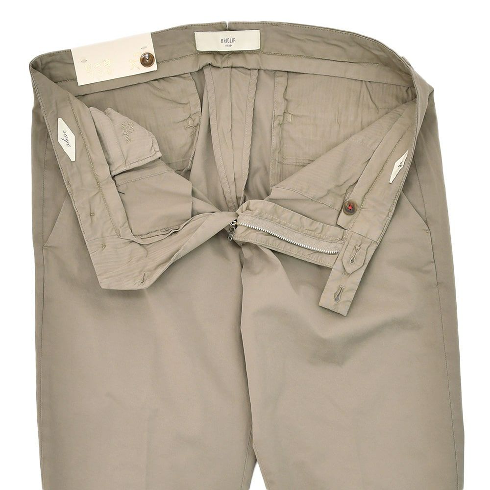 ブリリアBRIGLIA1949コットンパンツメンズチノスラックスストレッチツイル織りノープリーツカーキベージュテーパードフィットガーメントダイ3点留めフロント国内正規品でらでら公式ブランド