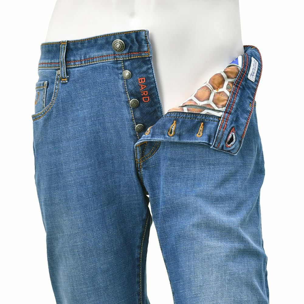 【preSALE!20%off】ヤコブコーエンJACOBCOHENデニムパンツメンズBARDバードモデルブルーウォッシュデニムスリムストレートハラコバックパッチヴィンテージ加工国内正規品でらでら公式ブランド