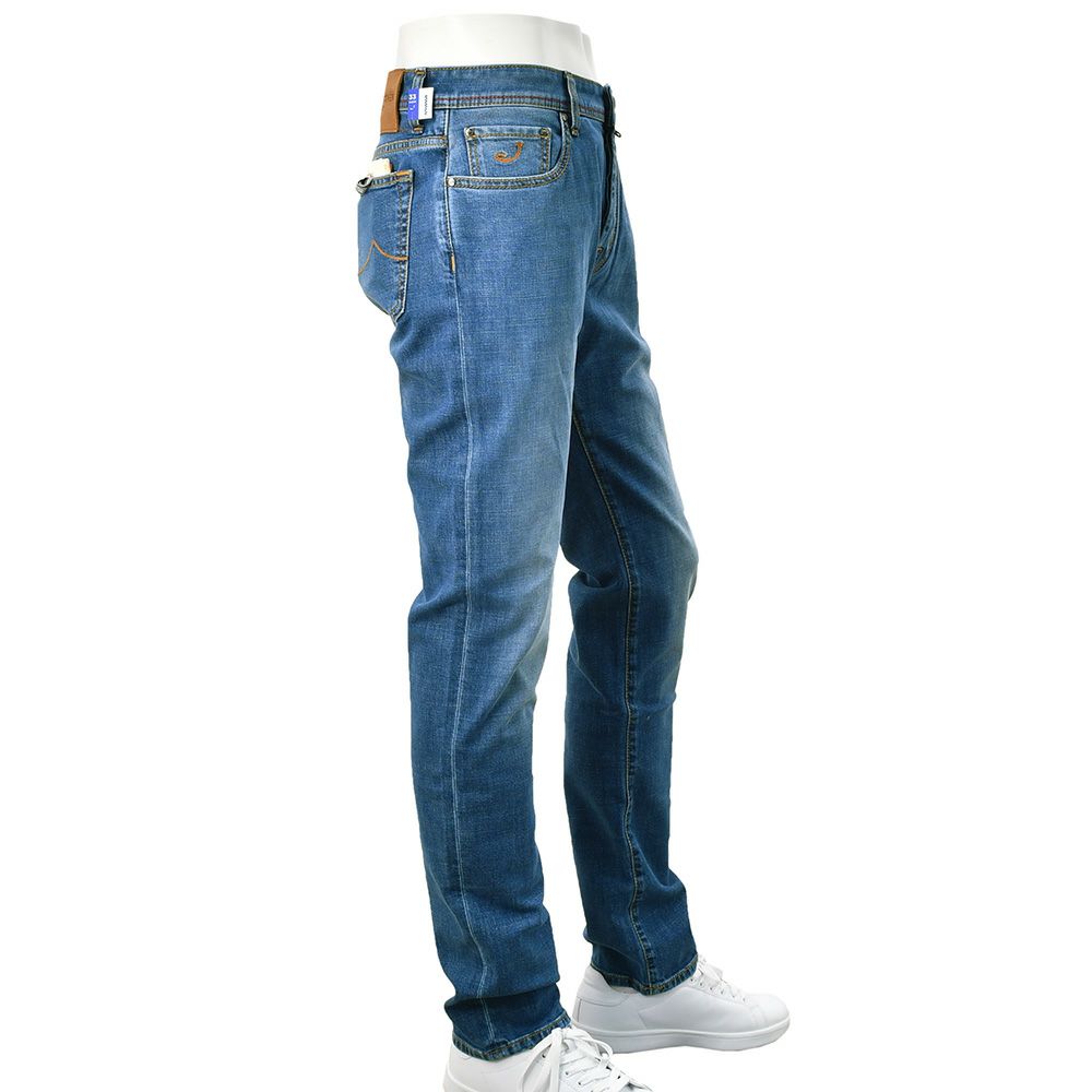 【preSALE!20%off】ヤコブコーエンJACOBCOHENデニムパンツメンズBARDバードモデルブルーウォッシュデニムスリムストレートハラコバックパッチヴィンテージ加工国内正規品でらでら公式ブランド