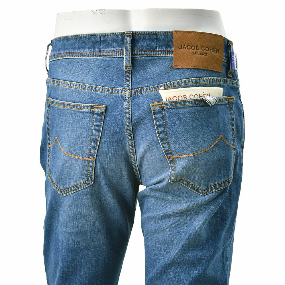 【preSALE!20%off】ヤコブコーエンJACOBCOHENデニムパンツメンズBARDバードモデルブルーウォッシュデニムスリムストレートハラコバックパッチヴィンテージ加工国内正規品でらでら公式ブランド