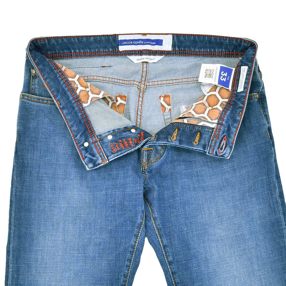 【preSALE!20%off】ヤコブコーエンJACOBCOHENデニムパンツメンズBARDバードモデルブルーウォッシュデニムスリムストレートハラコバックパッチヴィンテージ加工国内正規品でらでら公式ブランド