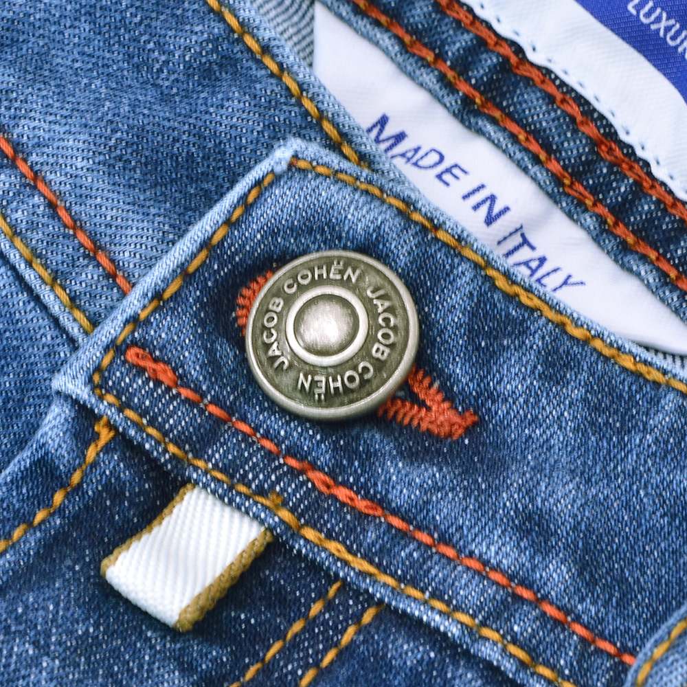 【preSALE!20%off】ヤコブコーエンJACOBCOHENデニムパンツメンズBARDバードモデルブルーウォッシュデニムスリムストレートハラコバックパッチヴィンテージ加工国内正規品でらでら公式ブランド