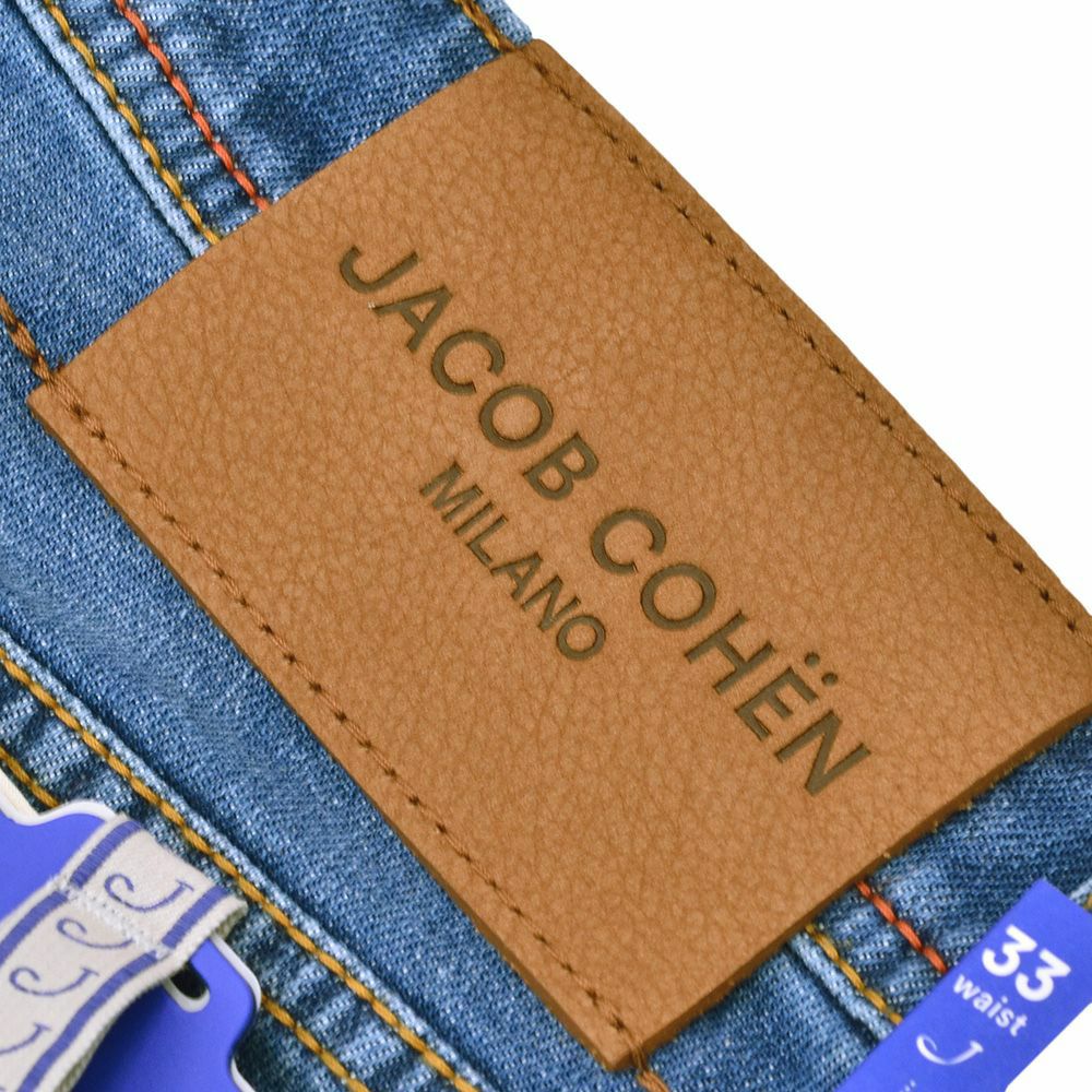 【preSALE!20%off】ヤコブコーエンJACOBCOHENデニムパンツメンズBARDバードモデルブルーウォッシュデニムスリムストレートハラコバックパッチヴィンテージ加工国内正規品でらでら公式ブランド