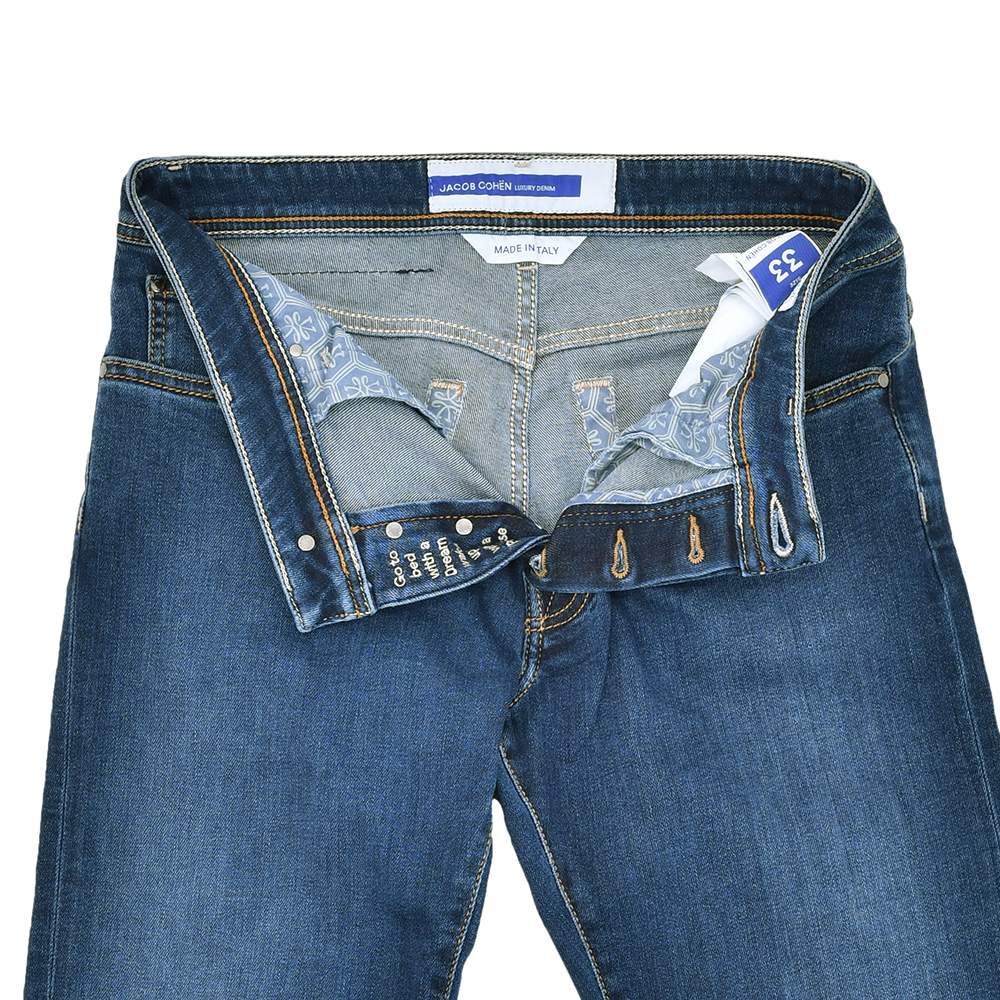 【preSALE!20%off】ヤコブコーエンJACOBCOHENデニムパンツメンズストレッチジーンズBARDバードモデルインディゴウォッシュスリムストレートハラコバックパッチヴィンテージ加工国内正規品でらでら公式ブランド