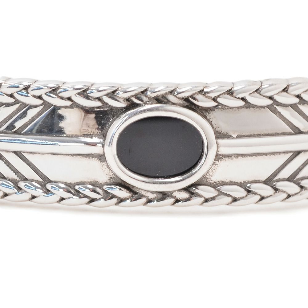 フィリップオーディベールPHILIPPEAUDIBERTバングルメンズFillanlaitonボタニカルモチーフ&ブラックパーツ真鍮ブレスレットシルバーメッキアクセサリーブランド刻印フランス製国内正規品でらでら公式ブランド