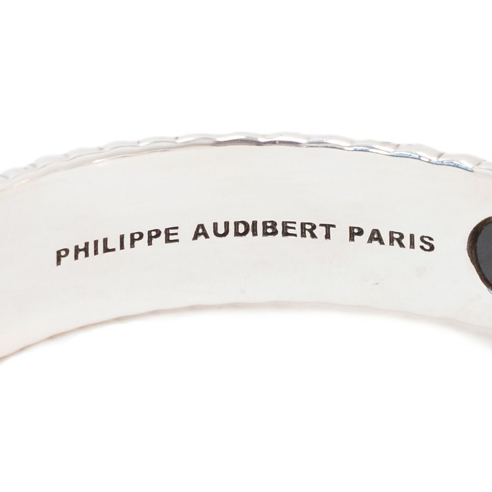 フィリップオーディベールPHILIPPEAUDIBERTバングルメンズFillanlaitonボタニカルモチーフ&ブラックパーツ真鍮ブレスレットシルバーメッキアクセサリーブランド刻印フランス製国内正規品でらでら公式ブランド