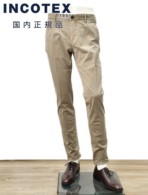 【preSALE!20%off】インコテックススラックスINCOTEXSLACKSコットンパンツメンズ100番ストレッチツイル織りグレーブラウンガーメントダイスリムフィット刺繍ブランドロゴ国内正規品でらでら公式ブランド