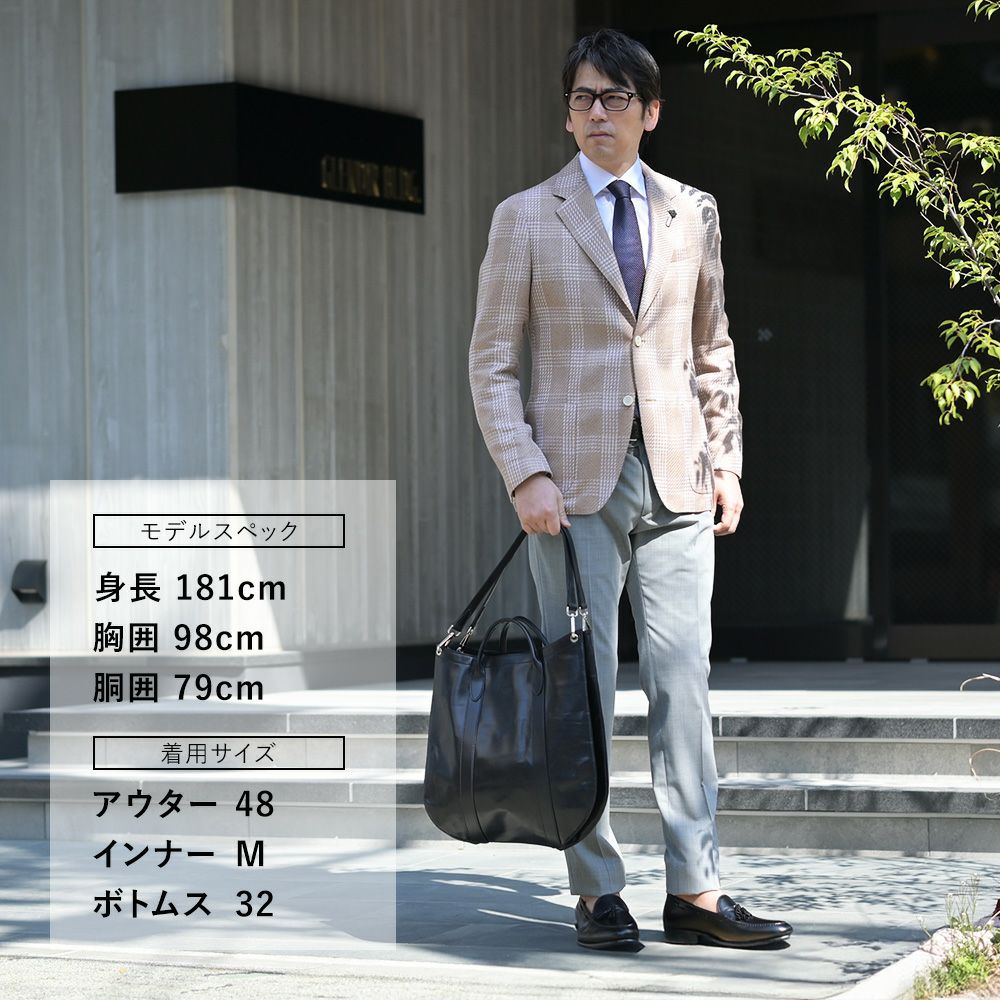 【preSALE!20%off】ラルディーニLARDINIカジュアルジャケットメンズ2Bジャケットコットンリネンブラウン×ホワイトROMAブート二エール付アンフィニッシュ袖ボタン付け代金込みチェック柄国内正規品でらでら公式ブランド