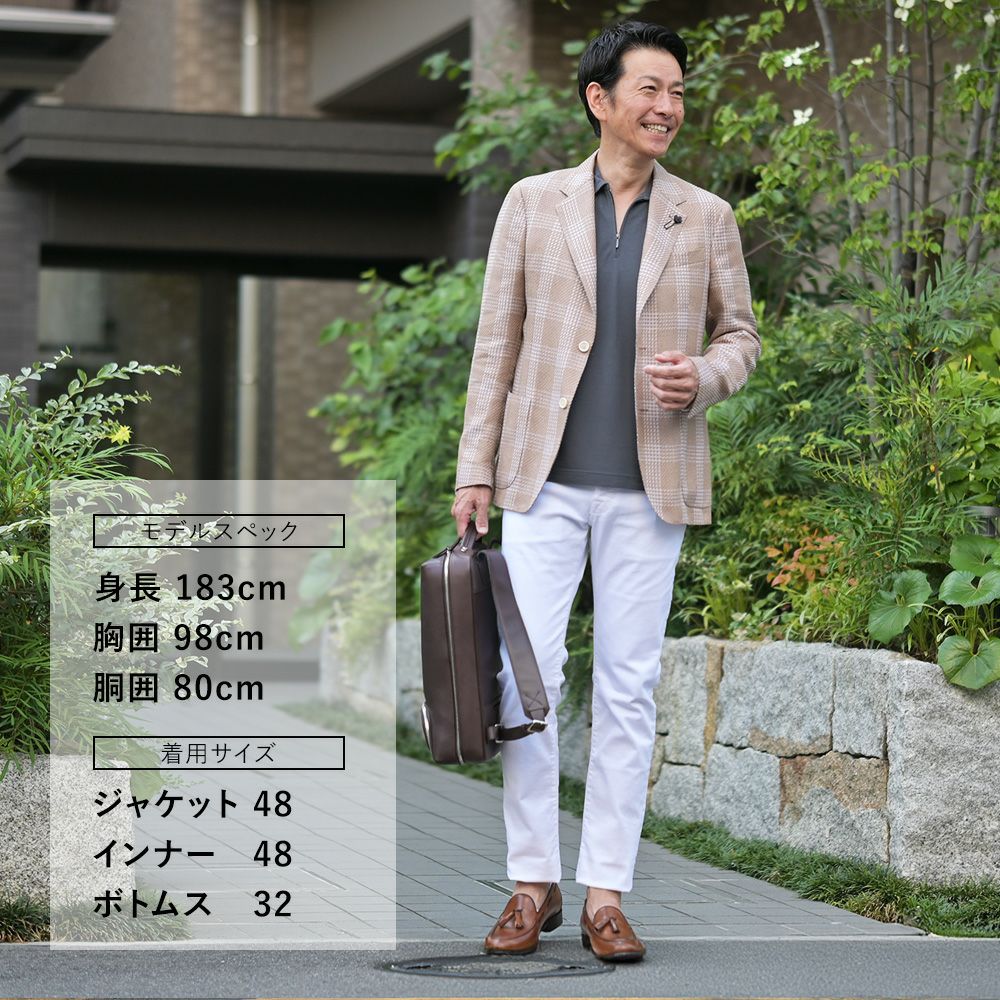 【preSALE!20%off】ラルディーニLARDINIカジュアルジャケットメンズ2Bジャケットコットンリネンブラウン×ホワイトROMAブート二エール付アンフィニッシュ袖ボタン付け代金込みチェック柄国内正規品でらでら公式ブランド