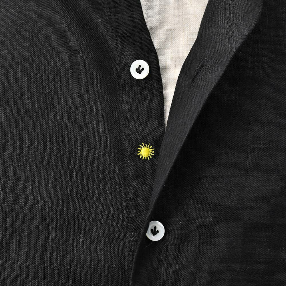 ジャンネットGIANNETTO長袖カジュアルシャツメンズリネン生地ヴィンチフィットVINCIFITブラック黒ホリゾンタル襟製品洗いイタリア製国内正規品でらでら公式ブランド