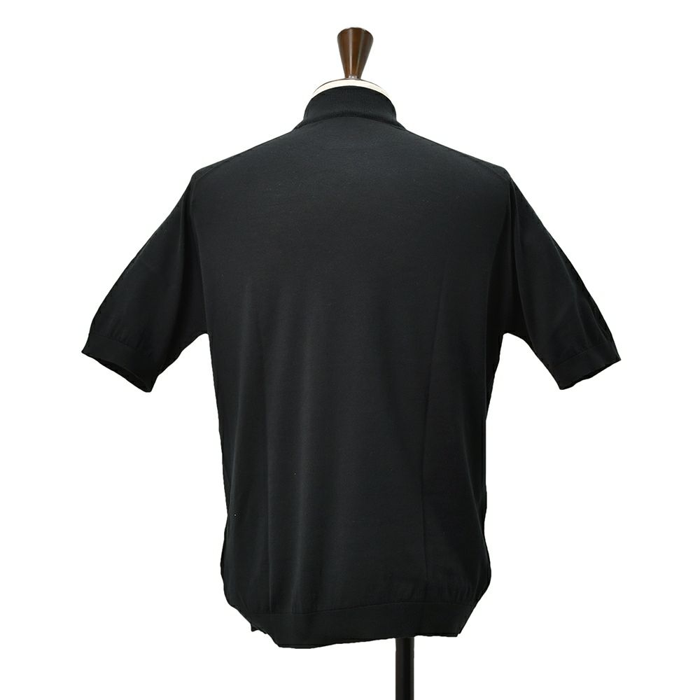ジョンスメドレーJOHNSMEDLEYモックネックニットメンズ半袖ニットARBERシーアイランドコットン30ゲージブラック黒ハイゲージMODERNFIT国内正規品でらでら公式ブランド