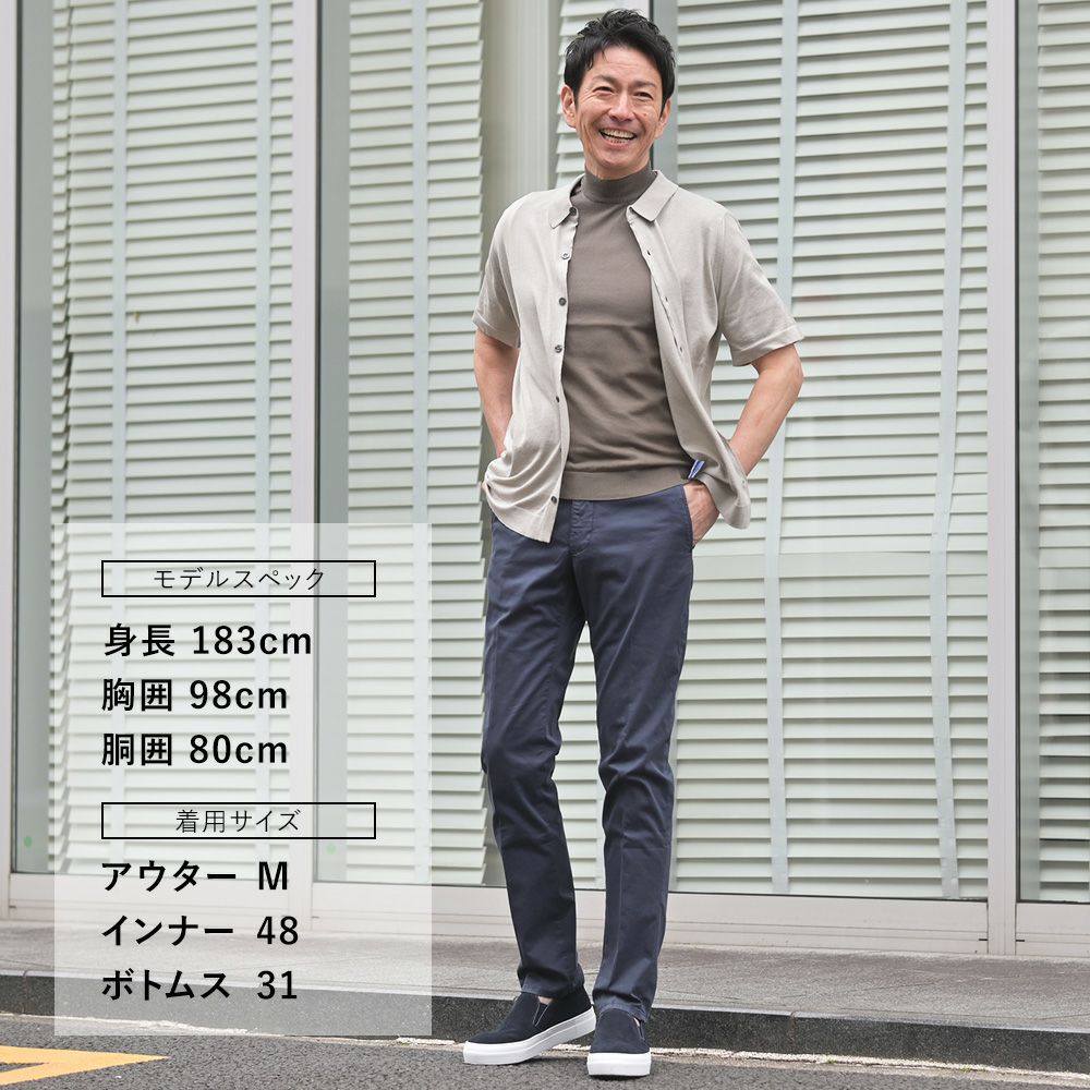 ジョンスメドレーJOHNSMEDLEY半袖ニットシャツメンズカーディガンFOLKEウェルトヘム仕様シーアイランドコットンライトグレー30ゲージEASYFITイージーフィット国内正規品でらでら公式ブランド