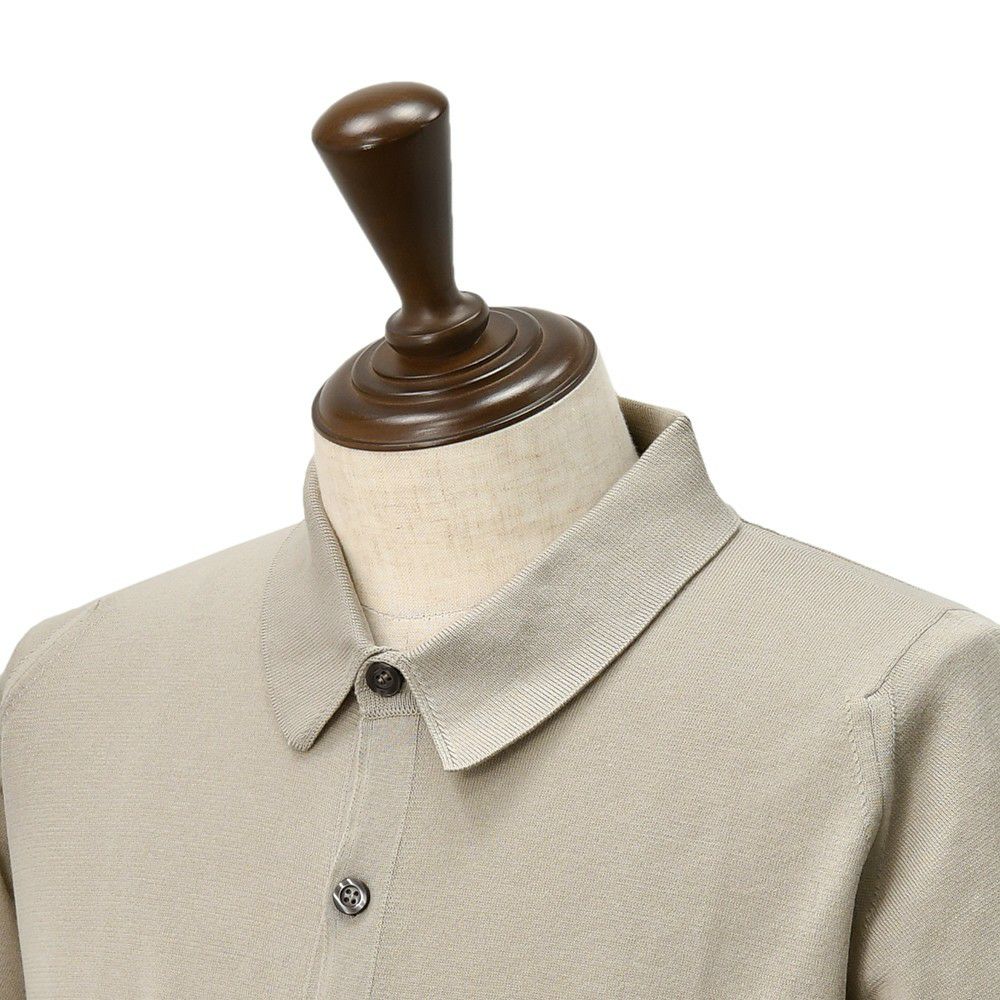 ジョンスメドレーJOHNSMEDLEY半袖ニットシャツメンズカーディガンFOLKEウェルトヘム仕様シーアイランドコットンライトグレー30ゲージEASYFITイージーフィット国内正規品でらでら公式ブランド