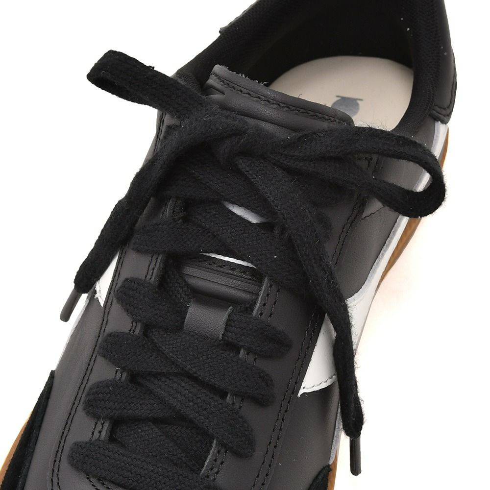 ディアドラDIADORAレザースニーカーメンズインドアシューズTRAINERトレーナーレースアップタイプブラック×ホワイトガムソールフォークドパッチ国内正規品でらでら公式ブランド