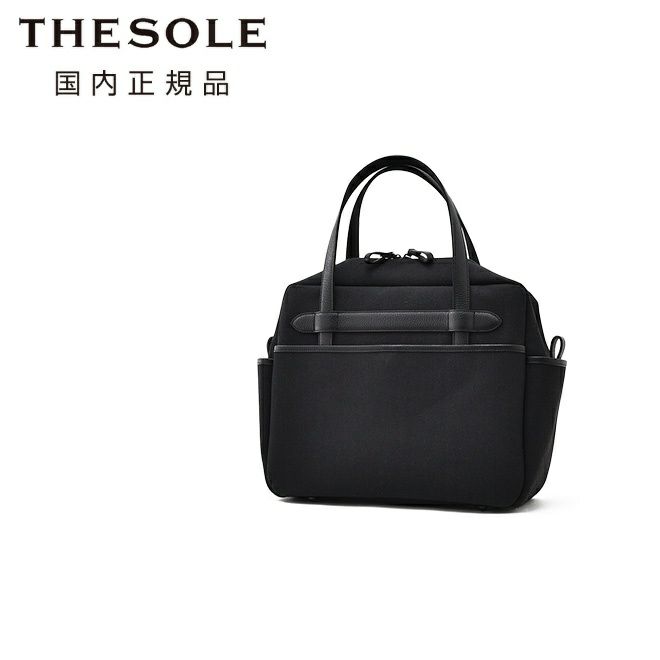 ザソールTHESOLEブリーフケースメンズビジネスバッグSTEVEファスナー開閉式キャンバス×防水レザーブラック黒内側人工スエードスクエアフォルム大容量国内正規品でらでら公式ブランド