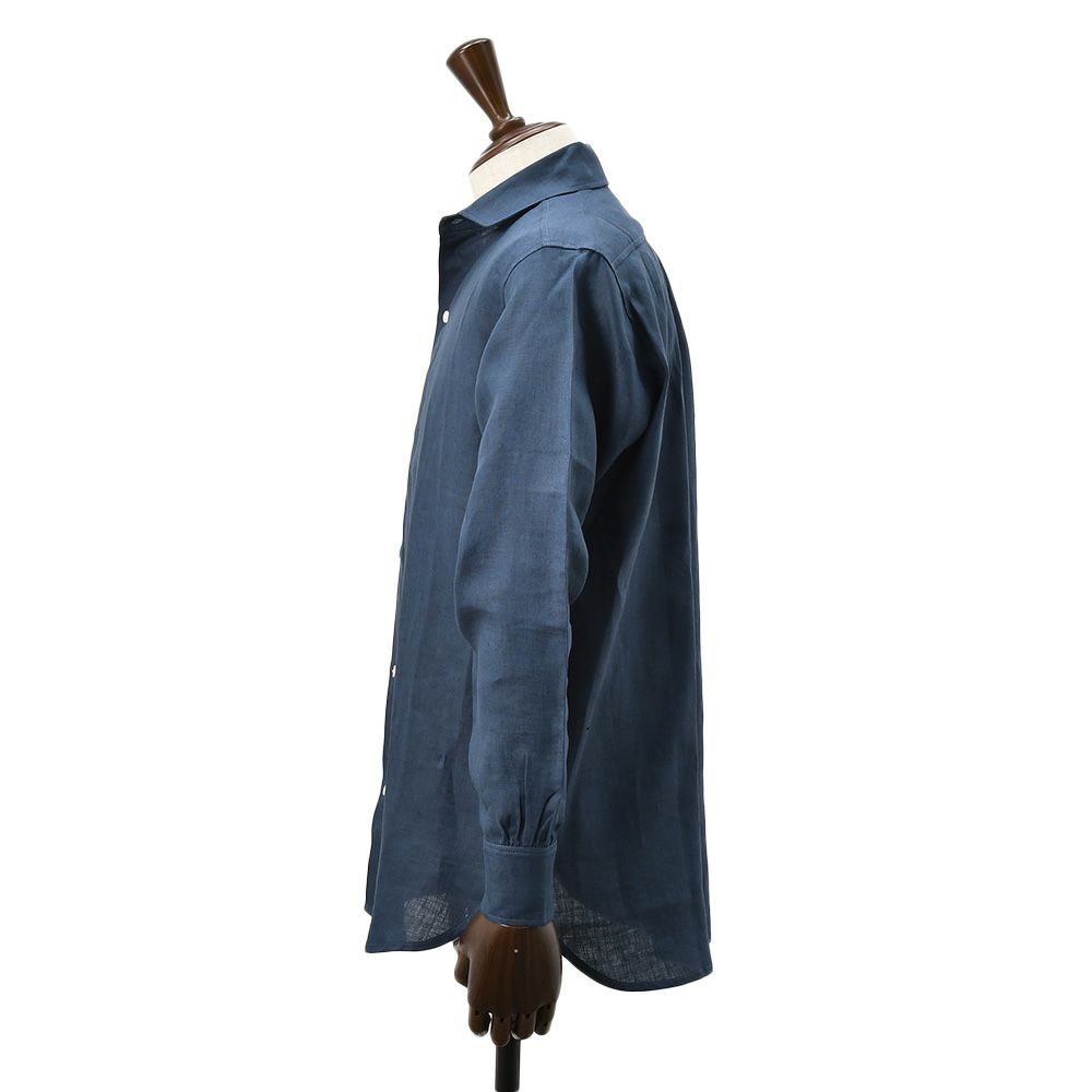 コンションキネットCONCHONQUINETTEリネンシャツメンズ麻シャツLACHEMISEFRONCEセミワイドカラーネイビー紺リネン100％フランス製国内正規品でらでら公式ブランド