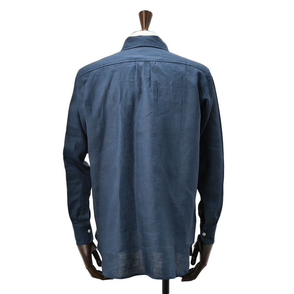 コンションキネットCONCHONQUINETTEリネンシャツメンズ麻シャツLACHEMISEFRONCEセミワイドカラーネイビー紺リネン100％フランス製国内正規品でらでら公式ブランド