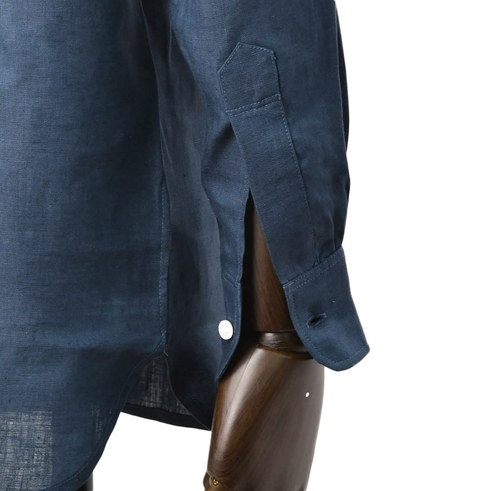 コンションキネットCONCHONQUINETTEリネンシャツメンズ麻シャツLACHEMISEFRONCEセミワイドカラーネイビー紺リネン100％フランス製国内正規品でらでら公式ブランド