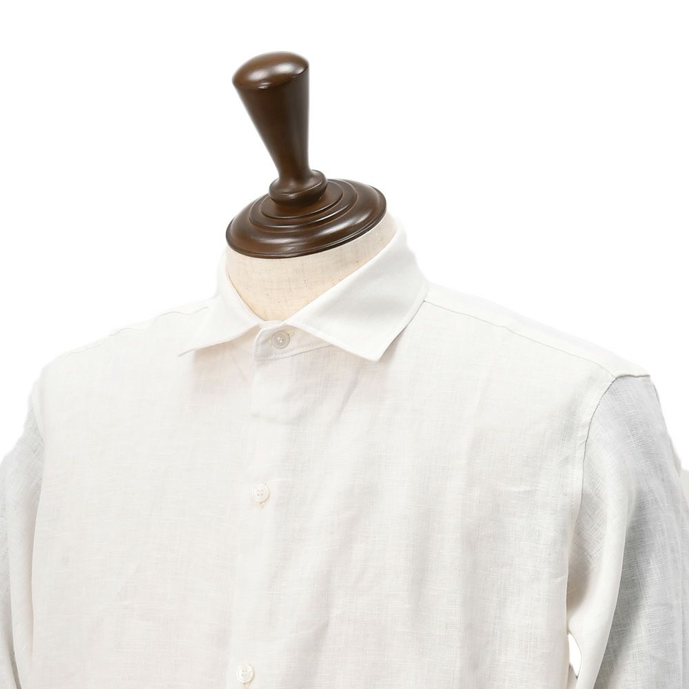 コンションキネットCONCHONQUINETTEリネンシャツメンズ麻シャツLACHEMISEFRONCEセミワイドカラーホワイト白リネン100％フランス製国内正規品でらでら公式ブランド