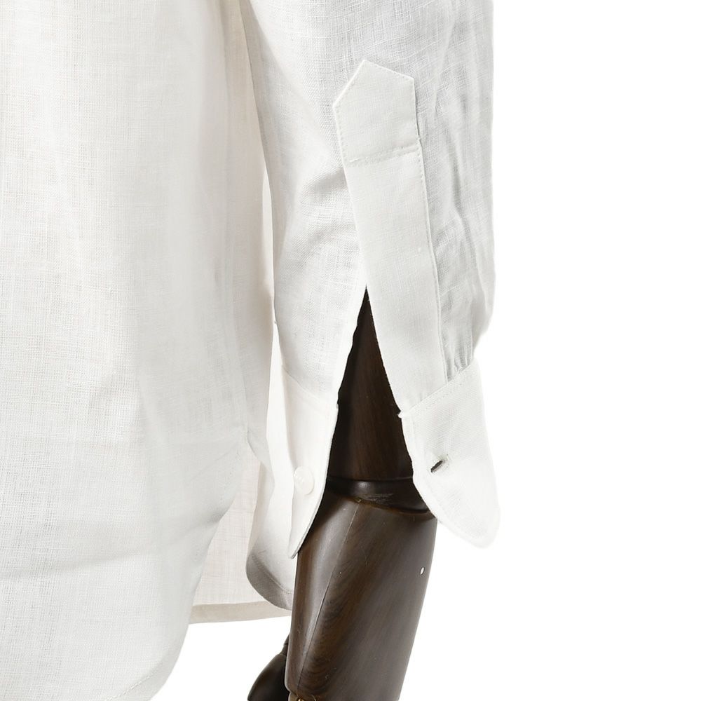 コンションキネットCONCHONQUINETTEリネンシャツメンズ麻シャツLACHEMISEFRONCEセミワイドカラーホワイト白リネン100％フランス製国内正規品でらでら公式ブランド