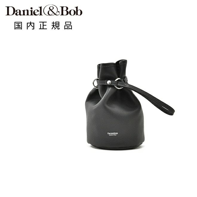 ダニエル&ボブDaniel&Bob巾着バッグ男女兼用コンパクトバッグアルチェALCEダニボブシュリンクレザーブラック黒ピーサッカブランドロゴ国内正規品でらでら公式ブランド