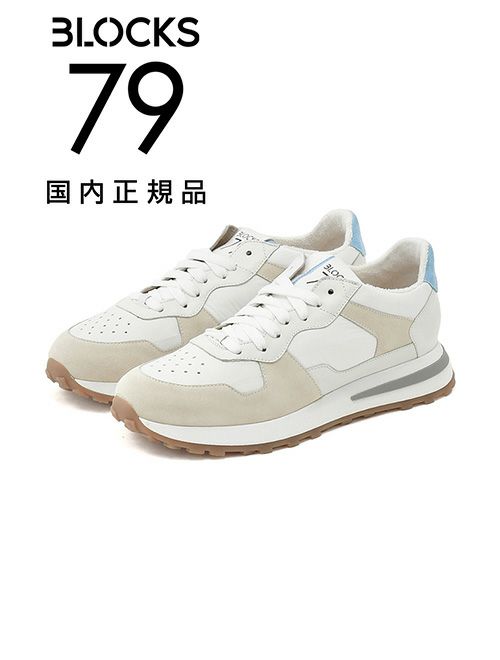 ブロックス79BLOCKS79ローカットスニーカーメンズレースアップシューズJOGGERモデルスエード×ナイロンブランドロゴグレー×ホワイトラバーソール国内正規品でらでら公式ブランド