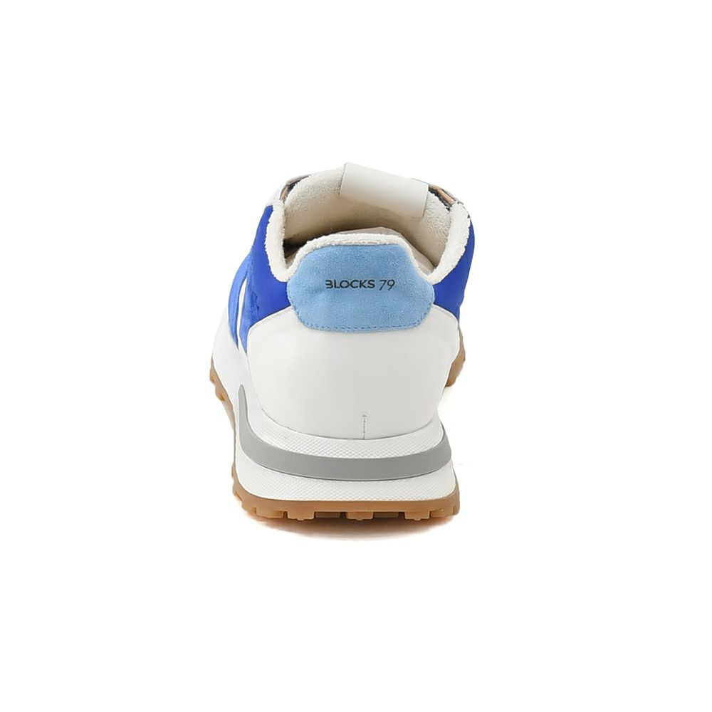 ブロックス79BLOCKS79ローカットスニーカーメンズレースアップシューズJOGGERモデルスエード×ナイロンブランドロゴブルー×ホワイトラバーソール国内正規品でらでら公式ブランド