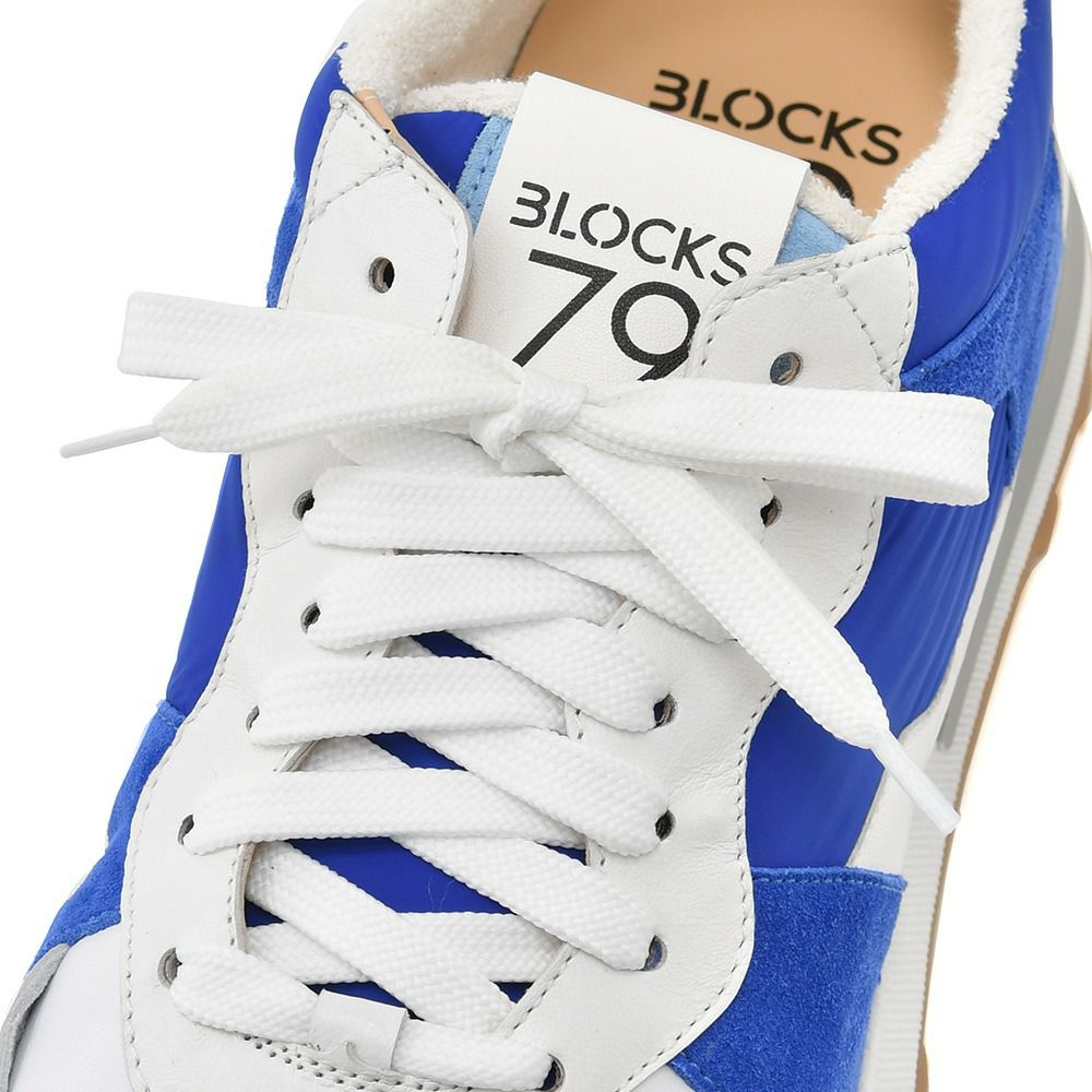 ブロックス79BLOCKS79ローカットスニーカーメンズレースアップシューズJOGGERモデルスエード×ナイロンブランドロゴブルー×ホワイトラバーソール国内正規品でらでら公式ブランド