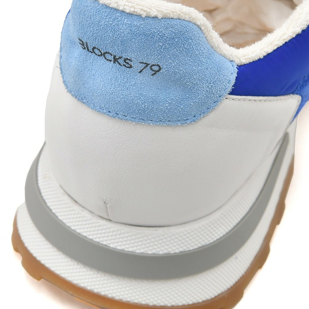 ブロックス79BLOCKS79ローカットスニーカーメンズレースアップシューズJOGGERモデルスエード×ナイロンブランドロゴブルー×ホワイトラバーソール国内正規品でらでら公式ブランド