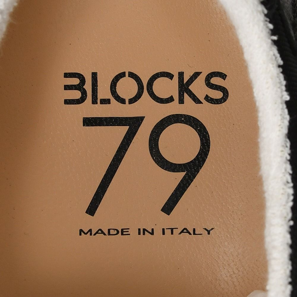 ブロックス79BLOCKS79レザースニーカーメンズレースアップシューズCOBIモデルブラックナンバリング風デザインブラック黒厚底ソール国内正規品でらでら公式ブランド