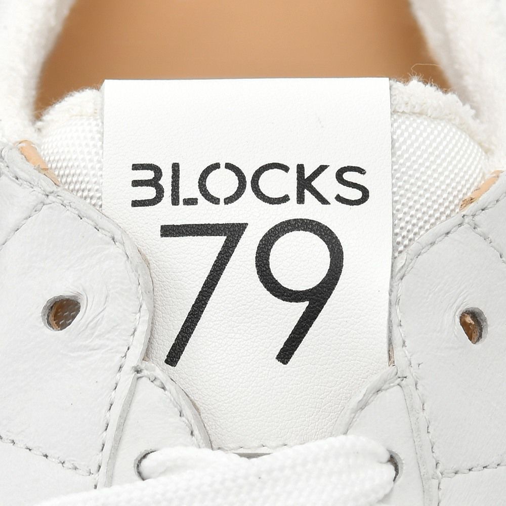 ブロックス79BLOCKS79レザースニーカーメンズレースアップシューズCOBIモデルブラックナンバリング風デザインホワイト白厚底ソール国内正規品でらでら公式ブランド