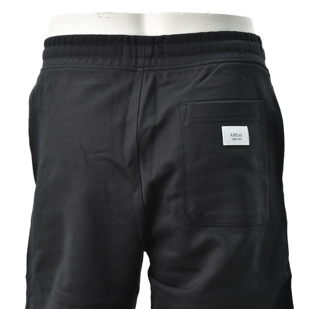 リプレイREPLAYイージーショーツメンズM9032ハーフパンツブラック黒コットンスウェットレギュラーシルエット国内正規品でらでら公式ブランド