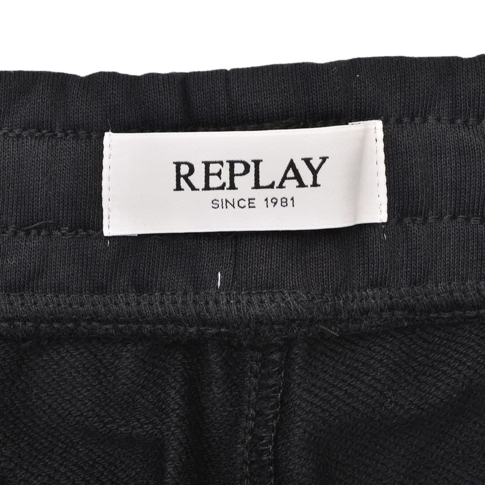 リプレイREPLAYイージーショーツメンズM9032ハーフパンツブラック黒コットンスウェットレギュラーシルエット国内正規品でらでら公式ブランド