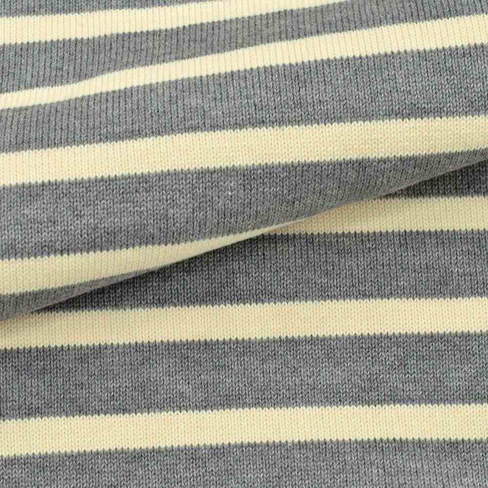 カネルKANELLバスクシャツメンズ長袖ニットソーボナパルトBONAPARTEクルーネックメランジグレー×エクリュボーダーオーガニックコットンヴィンテージリブ国内正規品でらでら公式ブランド