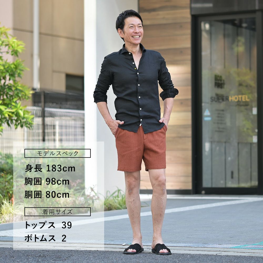 シーグリーンSeagreenハーフパンツメンズショートパンツCrochetLikeRusselKnitレンガラッセル素材コットンリネンゴムウエスト&ドローコード調節国内正規品でらでら公式ブランド