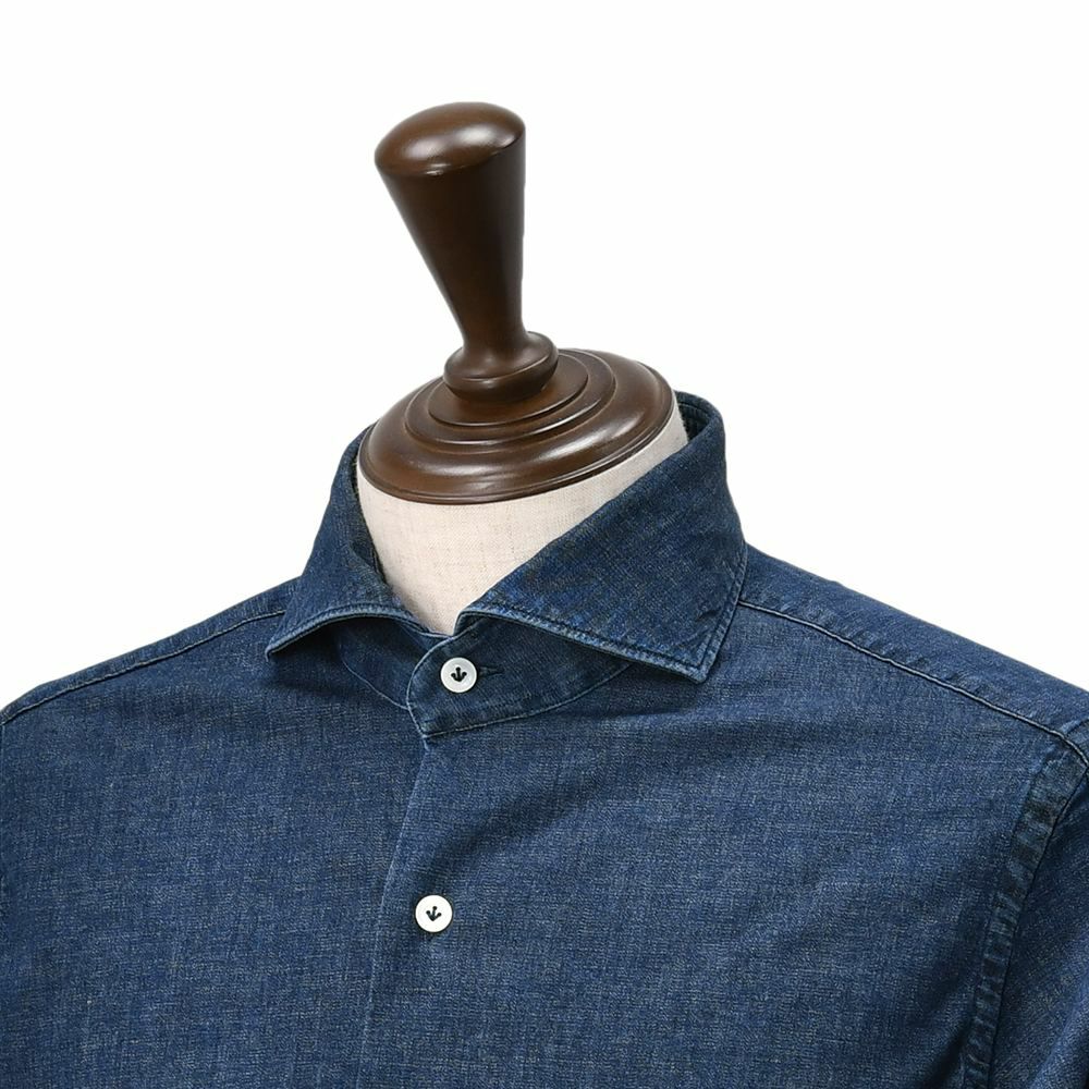 ジャンネットGIANNETTO長袖カジュアルシャツメンズコットンシャンブレー生地ヴィンチフィットVINCIFITインディゴウォッシュWASHINGDIVISIONウォッシングデヴィジョンイタリア製国内正規品でらでら公式ブランド