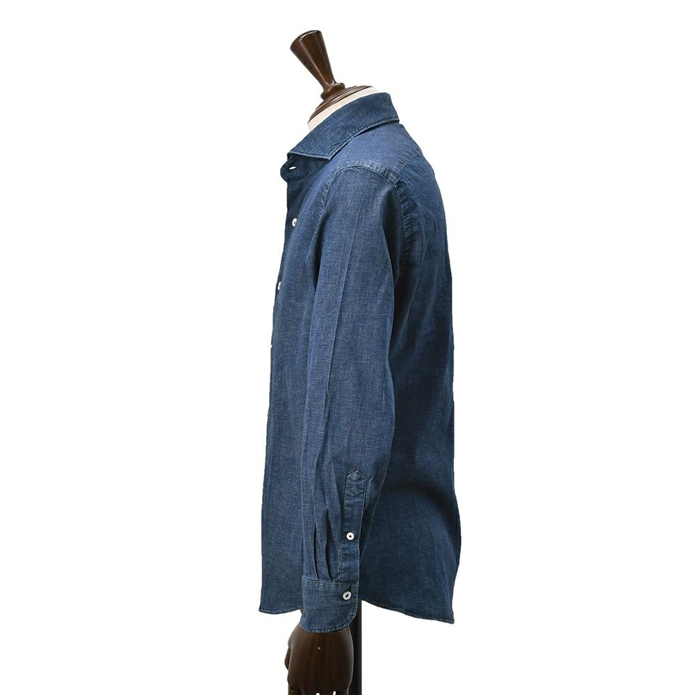 ジャンネットGIANNETTO長袖カジュアルシャツメンズコットンシャンブレー生地ヴィンチフィットVINCIFITインディゴウォッシュWASHINGDIVISIONウォッシングデヴィジョンイタリア製国内正規品でらでら公式ブランド