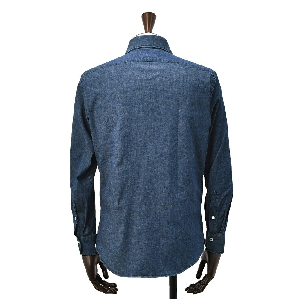 ジャンネットGIANNETTO長袖カジュアルシャツメンズコットンシャンブレー生地ヴィンチフィットVINCIFITインディゴウォッシュWASHINGDIVISIONウォッシングデヴィジョンイタリア製国内正規品でらでら公式ブランド