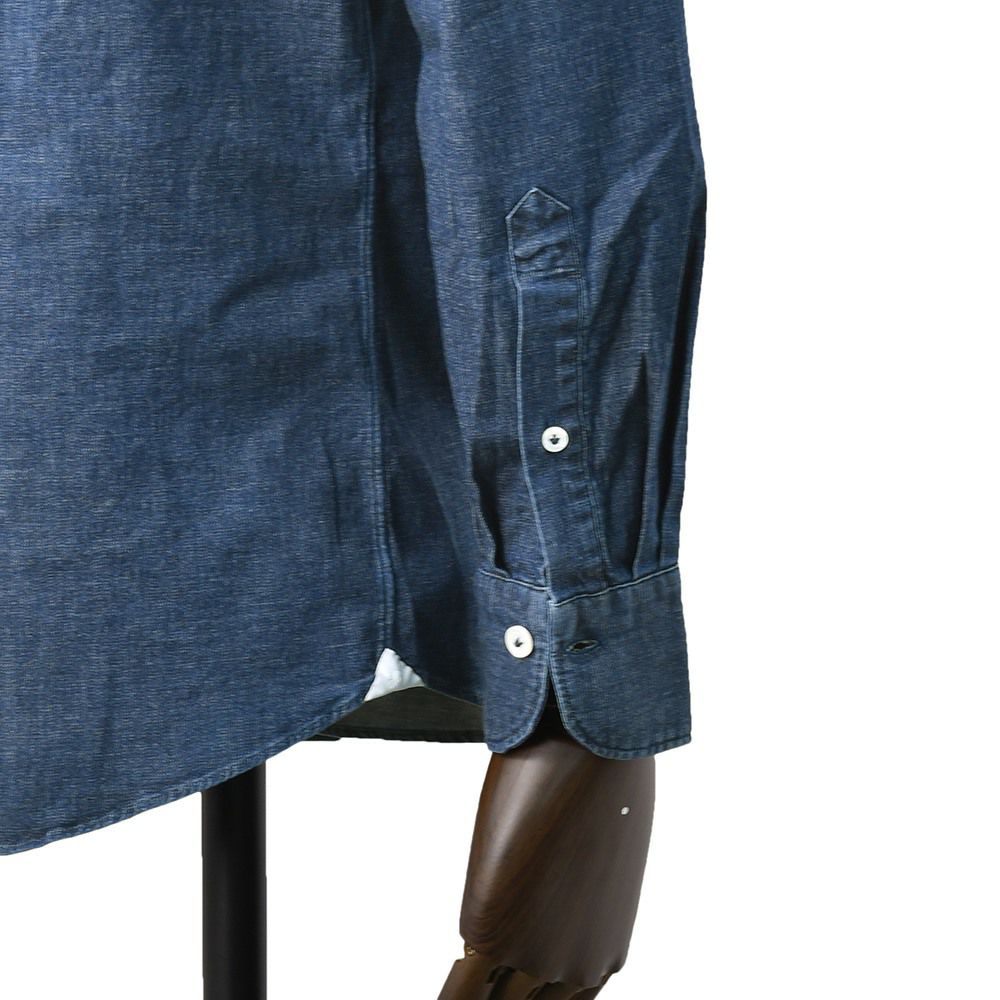 ジャンネットGIANNETTO長袖カジュアルシャツメンズコットンシャンブレー生地ヴィンチフィットVINCIFITインディゴウォッシュWASHINGDIVISIONウォッシングデヴィジョンイタリア製国内正規品でらでら公式ブランド