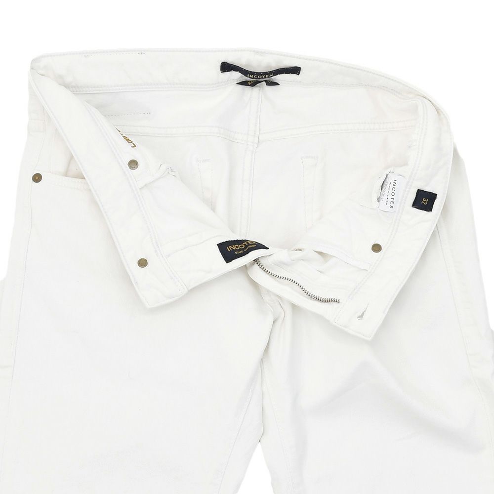【preSALE!20%off】インコテックスブルーディヴィジョンINCOTEXBLUEDIVISIONデニムパンツメンズストレッチジーンズホワイトスリムテーパードレザーバックパッチ国内正規品でらでら公式ブランド