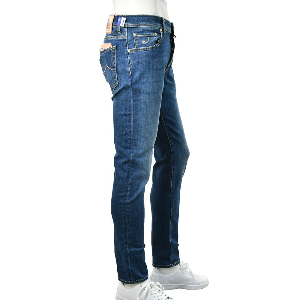 ヤコブコーエンJACOBCOHENデニムパンツメンズストレッチジーンズNICKSLIMニックスリムモデルインディゴウォッシュスーパースリムフィットハラコバックパッチ国内正規品でらでら公式ブランド
